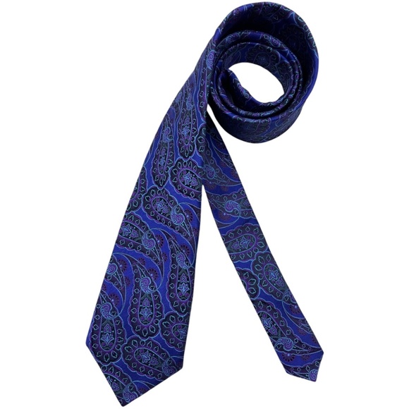 TED BAKER Blue/Purple Paisley Silk DESIGNER Tie - Picture 1 of 5